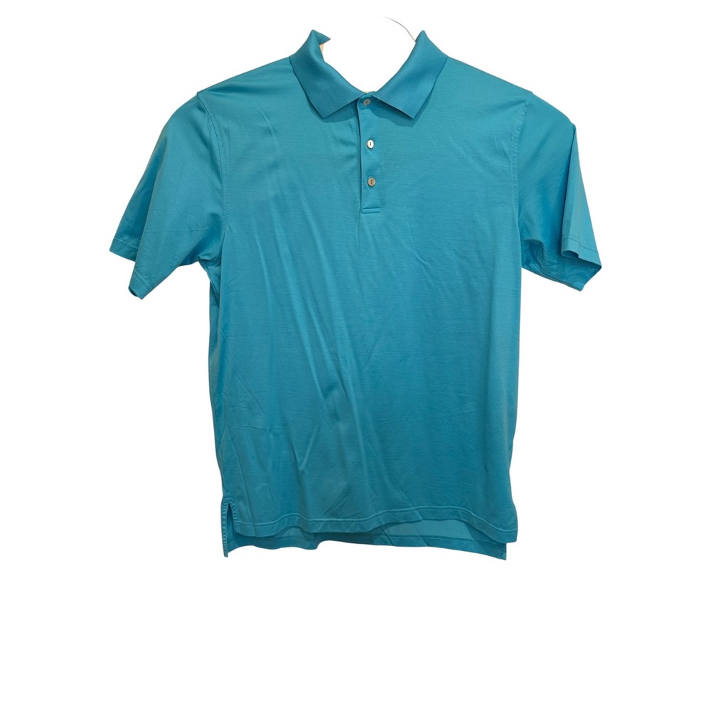 Peter Millar Mens Large Blue‎ Crown Ease Cotton Short Sleeve Golf Polo Shirt